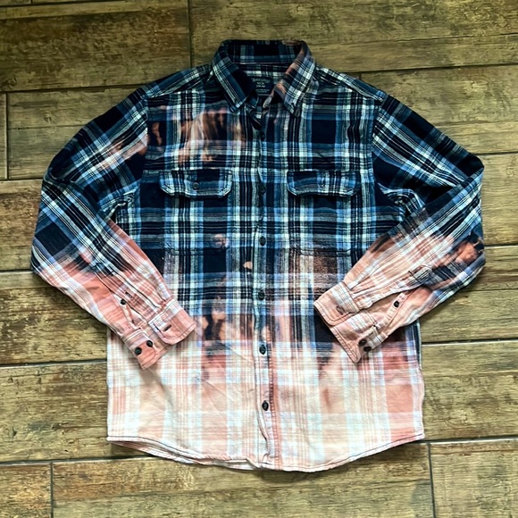 Custom bleach tie-dyed Flannel - Picture 1 of 8
